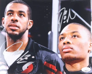 Damian Lillard & LaMarcus Aldridge Signed Trail Blazers 8x10 Photo JSA COA - Picture 1 of 2
