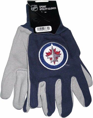 Winnipeg Jets Blue Grey Two Tone Utility Grip Work Gloves Cover