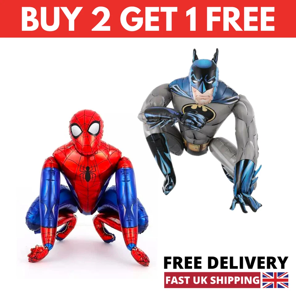 Marvel Avengers Balloons Spiderman Batman Standing 3D Large Foil Balloons UK Foto 1 de 1