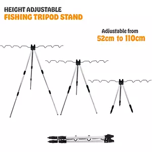 Portable Folding Fishing Rods Tripod Stand Rest Tackle for Outdoor Sea Beach UK - Picture 1 of 8