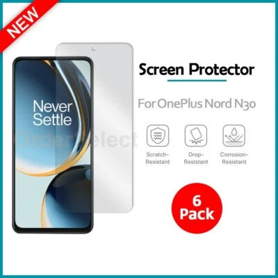 Ультрапрозрачная защитная пленка для ЖК-экрана высокой четкости для телефона Android OnePlus Nord N30 упаковка 6 шт. - Изображение 1 из 4