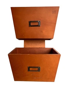 "Massivholz Wand Hängerei Magazin Gestell ausgehende Post 2 Taschen 19x11x7""" - Bild 1 von 8
