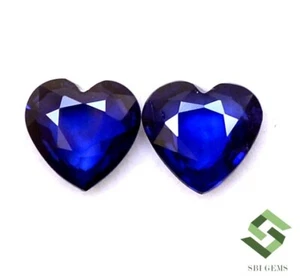 1.27 CTS Natural Blue Sapphire Heart Shape Cut Pair 6x6 mm Faceted Loose Gems - Bild 1 von 5