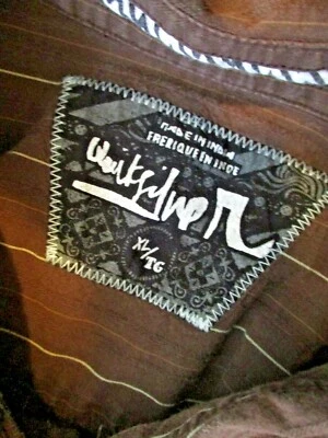 Quiksilver Brown White Striped Button Front 100% Cotton Shirt Size XL Men's EUC - Image 1 of 3