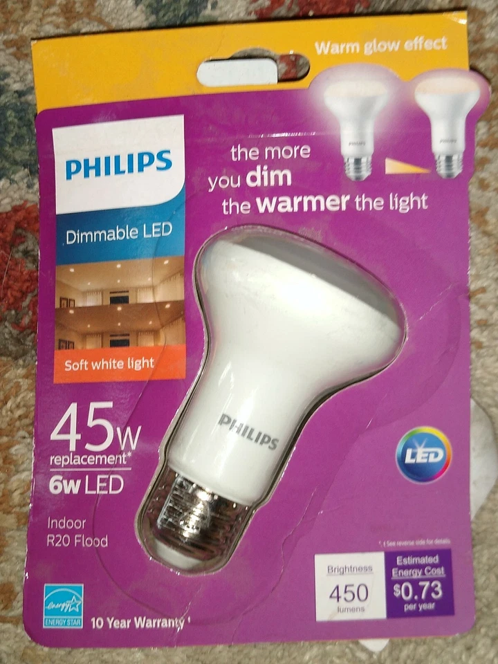 Philips 45 Watt Equivalent R20 Dimmable LED Energy Star Light Bulb Soft White - Image 1 of 1