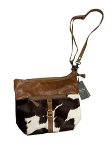 Myra Bag Snooze Leather & Cowhide Bag Upcycled S-2846 Crossbody Bag - Picture 1 of 6