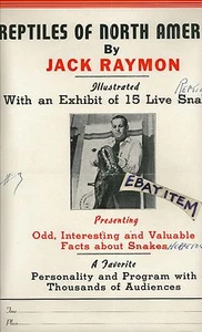 C1940 PÓSTER Jack Raymon HERPETOLOGÍA serpiente SERPIENTE DE CASCABEL reptiles EXPOSICIÓN - Imagen 1 de 1
