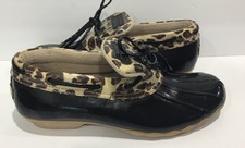 womens leopard print duck boots