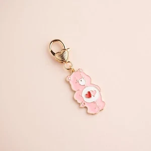 Cute Pink Cheer Bear Care Bears Cartoon Bag Heart Charm Keychain Keyring - Picture 1 of 1