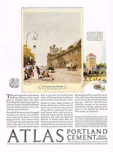 GRAN anuncio impreso artístico vintage Atlas cemento pabellón Flora Francia Thomas Boys de la década de 1920 - Imagen 1 de 1