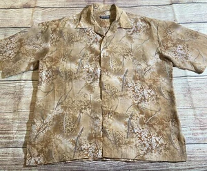 Mench Platinum Mens Short Sleeve Button Up Shirt Sz XL Tan Brown Italy New York - Picture 1 of 7