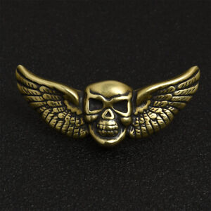 Brass Wing Skull  Concho Screw Back Western Cowboy Punk