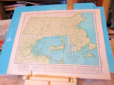 1949 state maps Michigan & Massachusetts 14x11" sheet counties cities towns