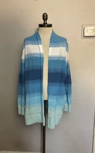Lands End Cardigan Blue Ombre Cotton 2x 20w 22w NWT NEW - Picture 1 of 6