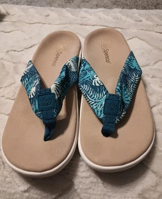 Sandalia Spenco Victoria Tropic Mujer 11 Azul Tropical Chanclas Espuma con Memoria Nueva Foto 1 de 4