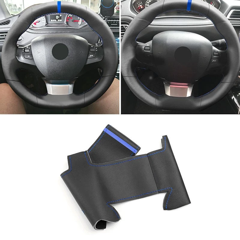 Кожаный чехол на руль для Peugeot 308 2014 2015 2016 2017 2018 2019 2020 - Изображение 1 из 4