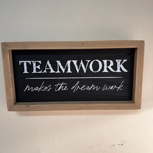 Small Black and White Wooden Teamwork Sign by Hobby Lobby GUC - Picture 1 of 10