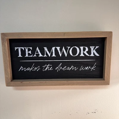Small Black and White Wooden Teamwork Sign by Hobby Lobby GUC - Image 1 of 4