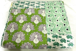 Indian Kantha Quilt Bedspread Bedding Throw  Blanket assorted Patches single Bed - Picture 1 of 4