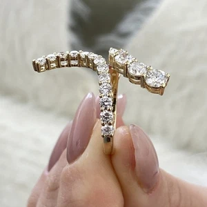 Anillo envolvente de oro amarillo de 14 quilates diamante redondo de 2,11 quilates creado en laboratorio F/VS - Imagen 1 de 8