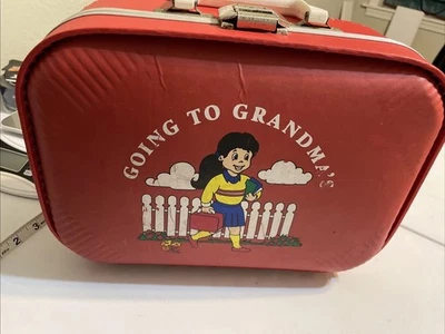 Vintage Kid's Suitcase Luggage Going to Grandma's Red girls hardcase - Image 1 of 4