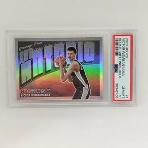 2023-24 NBA Hoops Rookie Greetings Holo #1 Victor Wembanyama (RC) PSA 10 GEM - Picture 1 of 3