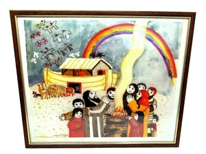Vintage Jenny Dalenoord Noach Dank Arche Noah Regenbogen Druck religiös Kunstwerk - Bild 1 von 12