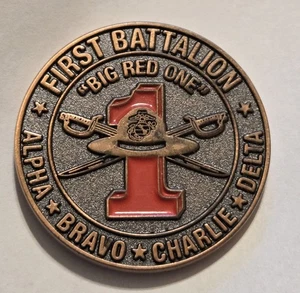 FIRST BATTALION BIG RED ONE  DEPO SAN DIEGO Used Marine Challenge Coin W1  - Picture 1 of 2