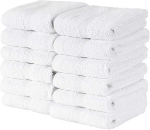 Washcloths 13x13 inch White 100% Cotton 12 Pack Highly Absorbent Face Towels - Picture 1 of 6