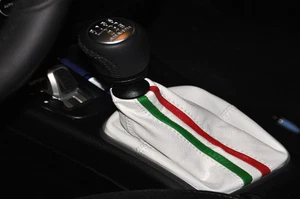 FIAT GRANDE PUNTO EVO ABARTH CUFFIA CAMBIO IN VERA PELLE BIANCA TRICOLORE - Foto 1 di 1