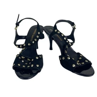 Franco Sarto 9.5 Oro Tachonado Tacones Para Mujer Eslinga Trasera Rock Punk Goth City LEER Foto 1 de 4