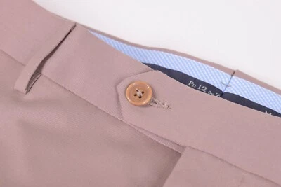 Pantalón de vestir Zanella nuevo con etiquetas Pn12 frente plano en lana elástica caqui/beige talla 42 Foto 1 de 4