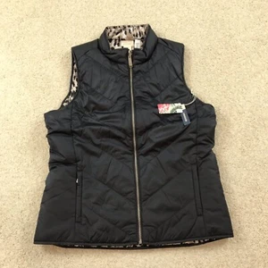 Tommy Bahama Womens Medium Reversible Puffer Vest Leopard Print Quilted New - Picture 1 of 8
