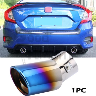 Tubo de escape de acero con punta de silenciador azul quemado para Honda Civic Accord CR-V Foto 1 de 4