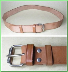 Originale Army unique vintage en cuir marron Ceinture 83cm-110cm - Picture 1 of 13