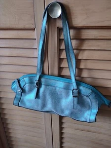 Kleine Schulranzen Handtasche Leder türkis metallic Doppelgriff - Bild 1 von 12
