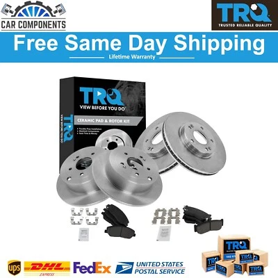 Керамический передний задний комплект ротора и тормозной колодки TRQ для Hyundai Santa Fe 2007-2009 годов выпуска - Изображение 1 из 4