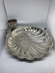 Wm ROGERS & Sons SILVER PLATE 89574 CHIP DIP SCALLOP SHELL BOWL SAUCE CUP VTG - Picture 1 of 4