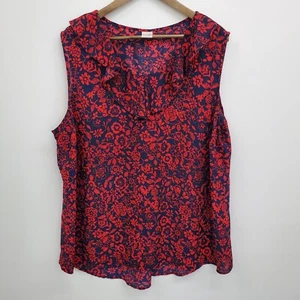 Camiseta sin mangas Terra & Sky para mujer talla grande 2X 20-22 roja azul marino floral sin mangas - Imagen 1 de 11