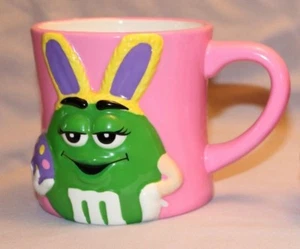 M&M's Brand Green Character  Pink Rabbit Mug - Year Unknown - Picture 1 of 3