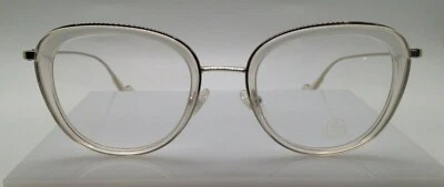 Moncler ML5048 Crystal Silver 022 Plastic Eyeglasses Frame 50-20-140 Cat Eye RX - Image 1 of 4