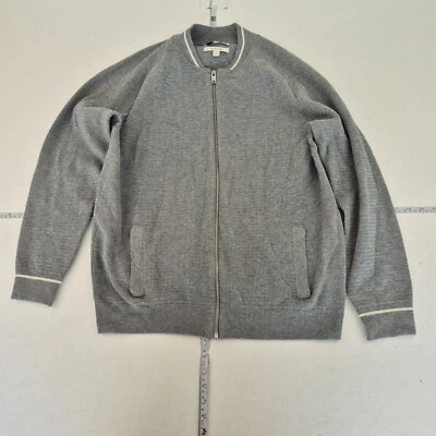 M&S Jumper Grande Gris Hombre Manga Larga Bombardero Cremallera Cárdigan Algo... - Imagen 1 de 4
