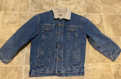 Vintage Ely Outerwear Blue Denim Jean Jacket Youth Large Sherpa Lining - Image 1 of 4