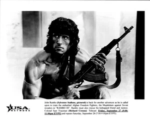 Stampa Foto Rambo III Slyvester Stallone B&W 8 x 10 RC Fotografia VG - Foto 1 di 1
