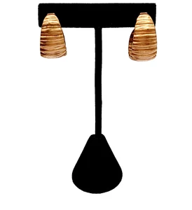 Kupfer strukturierte gerippte teilweise Creolen Vintage Ohrringe mit Patina anlaufen - Bild 1 von 24