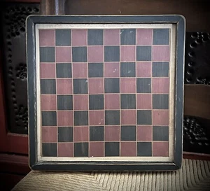 Country Primitive Distressed Wooden Checkerboard Game board Hanging Red Black - Picture 1 of 21