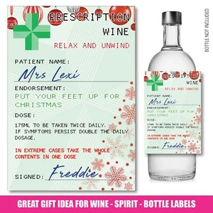Personalised Prescription WINE VODKA GIN bottle label Teacher Christmas Gift 155 - Picture 1 of 6