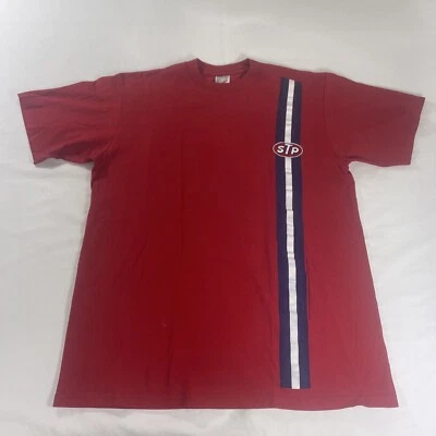 Vintage STP Racing Sz L T-Shirt Logo Stripes 90s Jerzees Tag Nascar Hot Rod - Image 1 of 4
