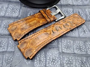Correa de reloj de cuero exótico de 24 mm/24 mm diseño minimalista vintage a medida - Imagen 1 de 11