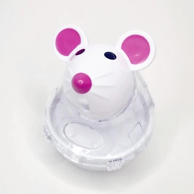 Snacky Mouse White Cat Toy Treat Dispensing Bobble Ball Food Dispenser